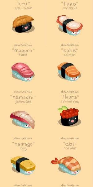 Japanese cuisine is characterized by many traditional dishes which are enjoyed on a daily basis as well as during special holidays. Sushi cartoons. Hahaha. which is the cutest of them all ...
