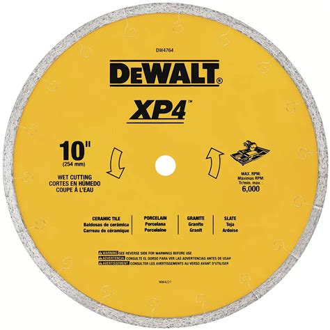 Dewalt 10 Inch By 060 Inch Premium Xp4 Tile Blade Wet Dw4764 The