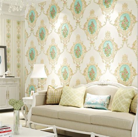 Modern Pastoral Floral Damask Vinyl Wallpaper Roll Bedroom Living Room