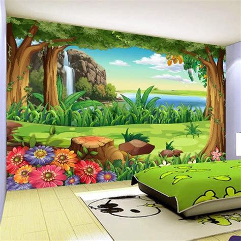 3d Wallpaper Children Cartoon Forest Landscape Photo Wall Murals Kids