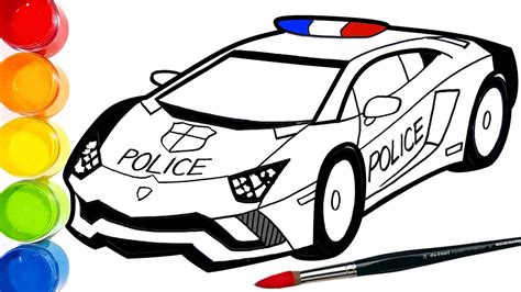 Draw A Police Car Lamborghini Patrol Car Simple Drawing And Coloring Pages Tim Tim Tv Youtube