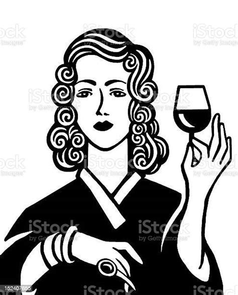 Woman Holding Glass Of Wine Stock Illustration Download Image Now