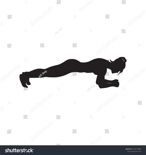 Vector Black Silhouette Woman Doing Plank Stock Vector Royalty Free