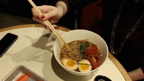 Hold one chopstick, like so, with your pointer, middle finger, and. 11 Steamy Ramen Gifs Sure To Whet Your Appetite