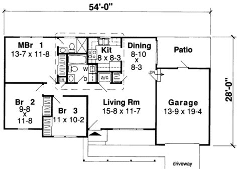 At houseplans.pro your plans come straight from the designers who created them giving us the ability. Ranch Style House Plan - 3 Beds 2 Baths 984 Sq/Ft Plan ...