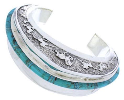 Turquoise Jewelry Sterling Silver Horse Cuff Bracelet Px27731