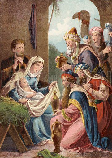 Nativity Of Jesus Christ With Three Wise Men Stock Image Look And Learn