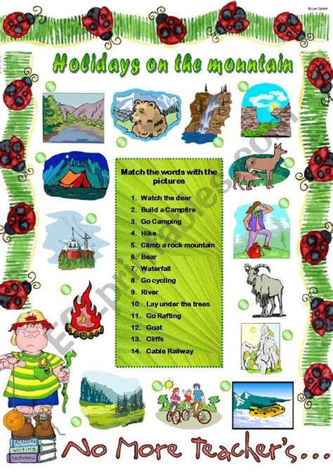 summer holidays on the mountain editable esl worksheet by ironda