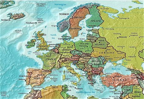Kaart Europa Topografie Landen Kaart Europa Topografie Landen Images