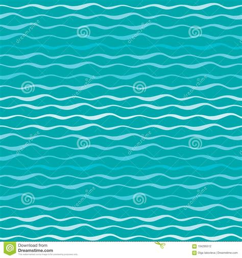 Abstract Waves Vector Seamless Pattern Wavy Lines Of Sea Or Ocean Blue