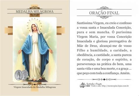 Medalha Milagrosa Virgem Imaculada Milheiro Santinhos E Orações