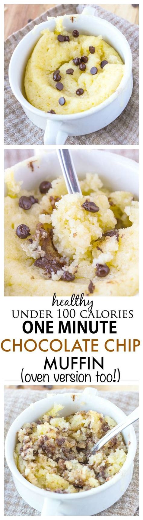 All recipes are under 200 calories per serving, with many being under 100 calories. Healthy One Minute Chocolate Chip Muffin Recipe- Just 1 ...