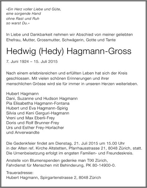 Hedwig Hagmann-Gross | Hommages