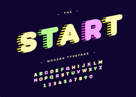 Vector Start Font 3d Bold Typography Colorful Style 7654974 Vector Art