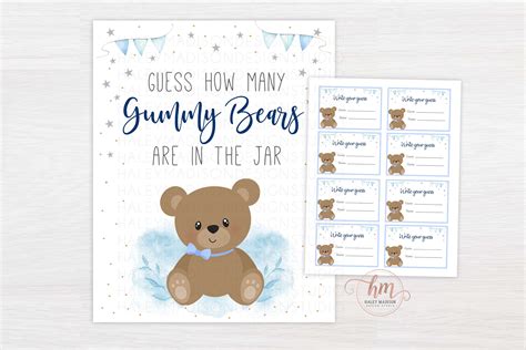 Printable Guess How Many Gummy Bears Sign Bearly Wait Baby Etsy