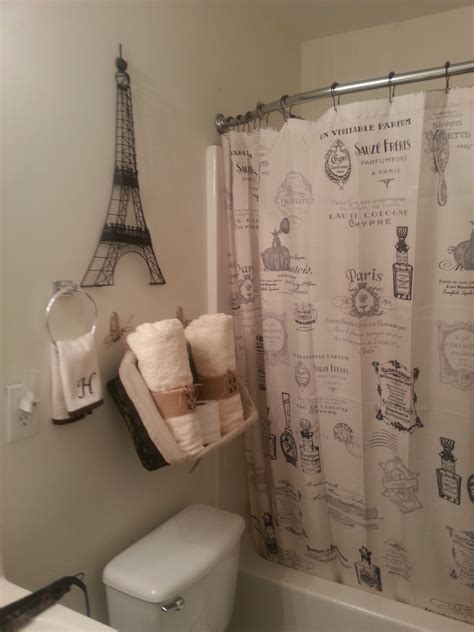 Paris themed bathroom cor chic interior via. Paris Themed Bathroom- (shower curtains), and eiffel tower ...