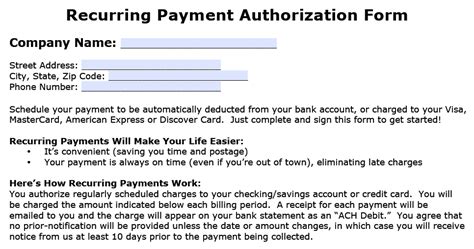 Check spelling or type a new query. Download Recurring Payment Authorization Form Template | Credit Card | ACH | PDF | RTF | Word ...