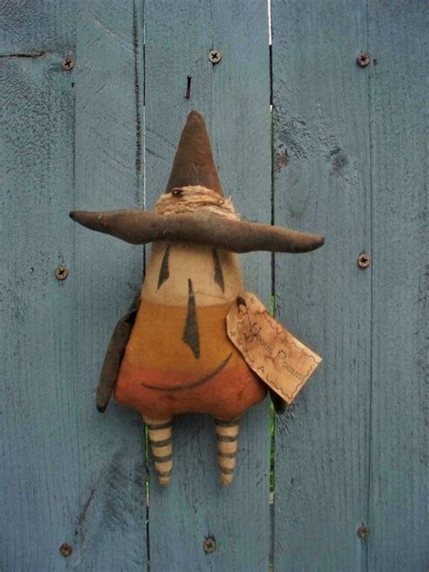 Primitive Candy Corn Witch Halloween Ornament Doll Halloween