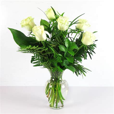 Premium Half Dozen Long Stem White Roses Dierbergs Markets