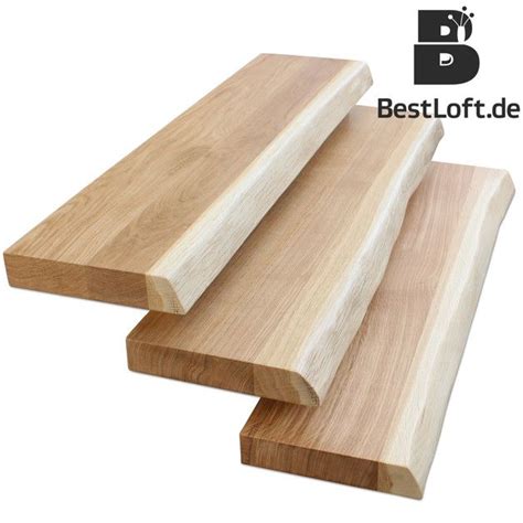 So lassen sie sich zu jeder badezimmereinrichtung stilvoll kombinieren. Wandregale - 40mm Eiche Wandboard Baumkante Regal massiv holz - ein Designerstück von BestLoft ...