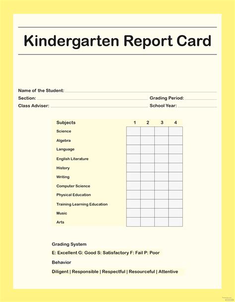 Free Kindergarten Report Card Template In Adobe Photoshop Adobe