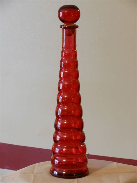 Tall Red Glass Bottle