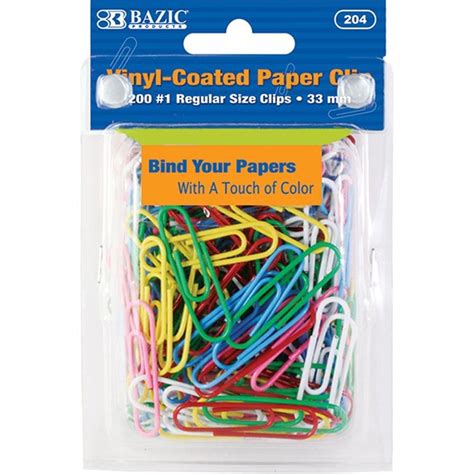 BAZIC No Regular Mm Color Paper Clips Pack