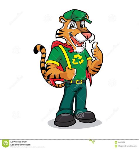 Funny Cartoon Tiger Mascot Character Stock Vector