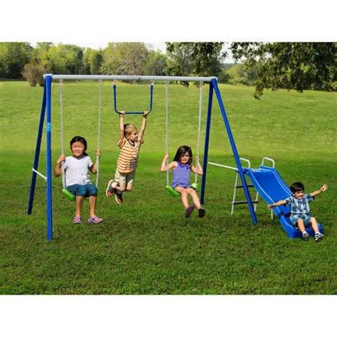 Playground Blue School Swing Set For Outdoor Activity Seating