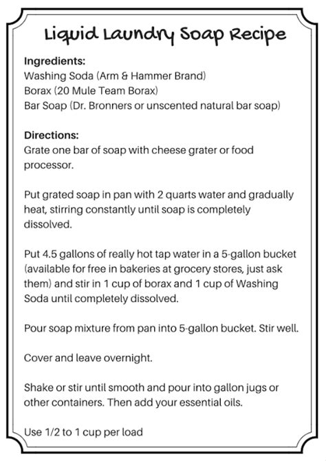 It is recommended that this recipe for natural laundry soap not be used on cloth diapers as it will eventually cause them to repel rather than absorb liquids. Homemade Laundry Soap