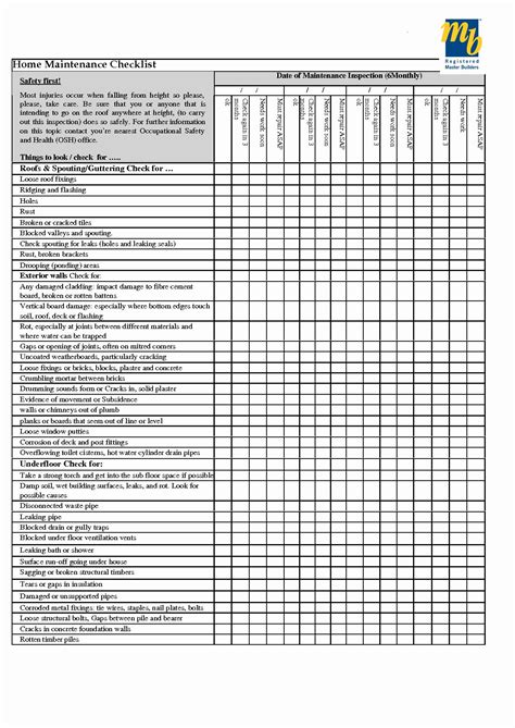 Home Building Checklist Template Awesome Home Maintenance Checklist