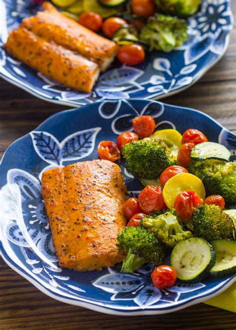 Scrub potatoes and cook for about 30 minutes in boiling salted water, drain and peel. Easy One Pan Baked Salmon with Veggies | Gimme Delicious