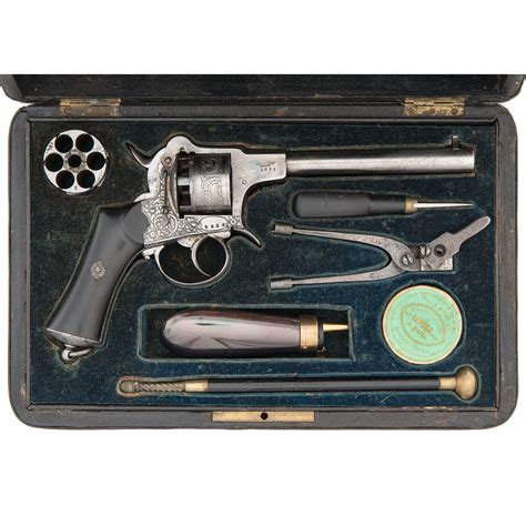 Cased Jongen Freres Patent Dual Cylinder Percussion And Pinfire Revolver