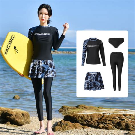 [usd 32 80] korean diving suit women s two piece long sleeve swimsuit conservative slimming
