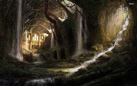 Secret Passage To Enchanted Castle Fantasy Passage Waterfall Nature