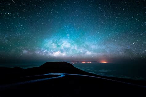 Download Star Starry Sky Milky Way Night Road Nature Sky 4k Ultra Hd