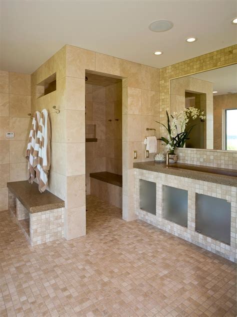 Marble Tile Bathroom With Open Shower Hgtv