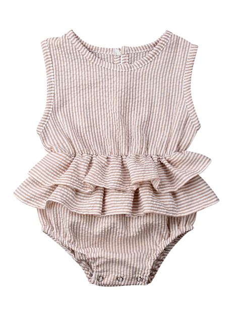 Newborn Infant Baby Girl Ruffle Romper Bodysuit Jumpsuit Outfit