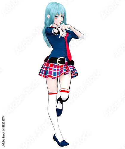 3d Sexy Anime Doll Japanese Anime Schoolgirl Big Blue Eyes And Bright Makeup Skirt Cage