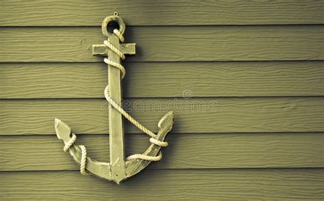 Wooden Anchor On Wall Background Stock Image Image Of Marine Boat