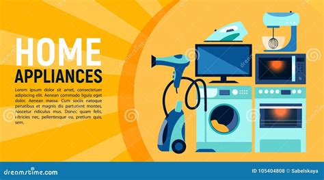 Banner Design With Home Appliances Place For Text Stock Vector