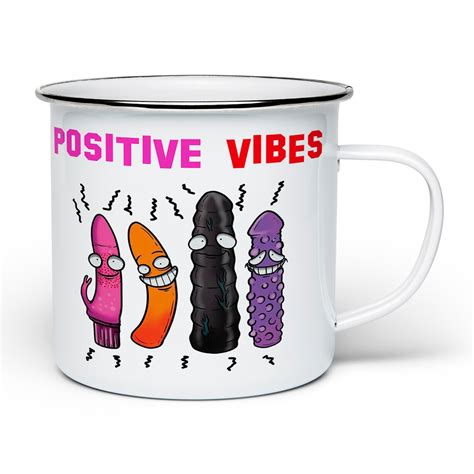 Positive Vibes Funny Novelty Enamel Tin White Mug Etsy Uk