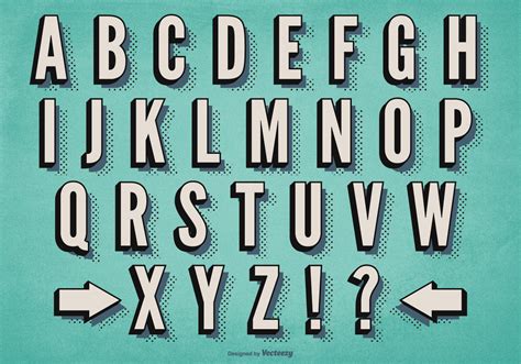 How was the alphabet created? Retro Alphabet Set - Download Free Vectors, Clipart ...