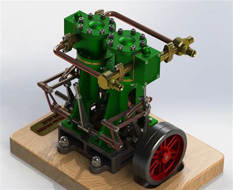 Vertical Twin Steam Engine With Reverse Gear 3d Model Animated Rigged