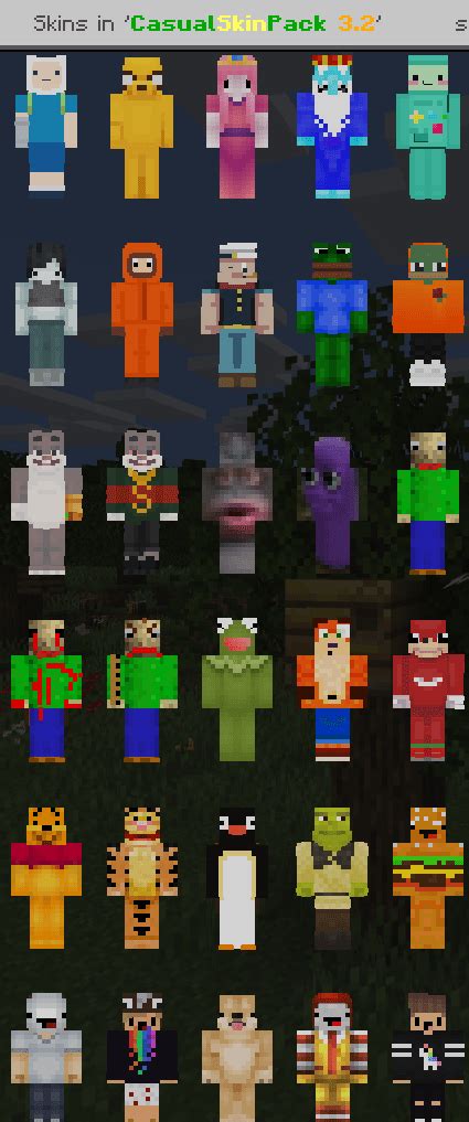 To become a simple player among others on mcpe server you will need this skin pack because it has collected almost 1200+ stylish skins for your character. Casual Skin Pack 3.2! | Minecraft Skin Packs