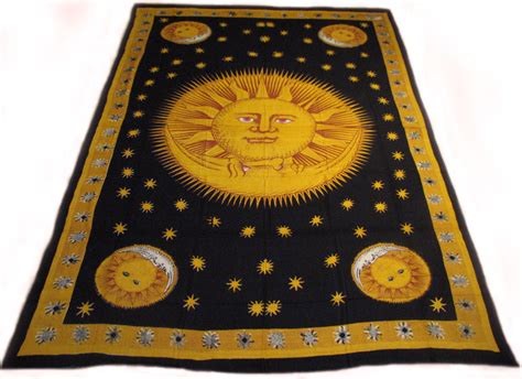 Celestial Sun And Moon Stars 100 Cotton Hippie Tapestry