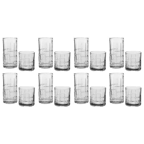 Anchor Hocking Manchester 16 Piece Glass Drinkware Set In Clear