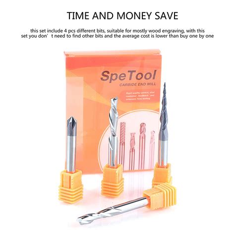 Spetool Cnc Router Bits Carving Set For Wood Profile V Groove Engraving