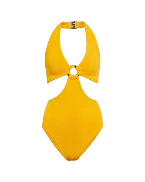 Hunza G Synthetic Ursula Prene Swimsuit In Yellow White Lyst