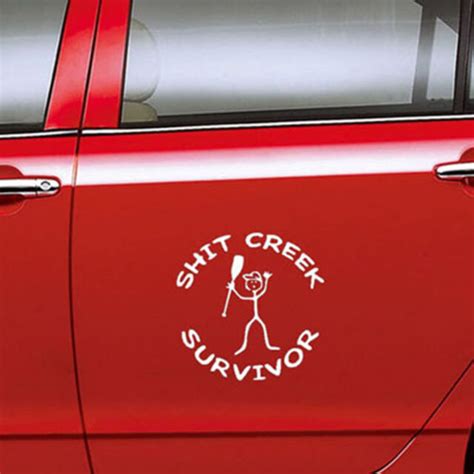 Sht Creek Survivor Funny Car Truck Window White Diy Decal Sticker